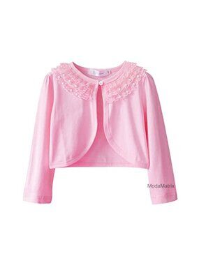 Girls Lace Shrug Bolero Cardigan Long Sleeve Button Closure Dress Cover Up
